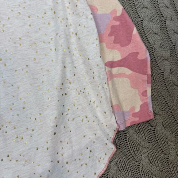 EGG New York Long Sleeve Pink Camo & Gold Polka Dot Raglan ~ 5 - Picture 10 of 11